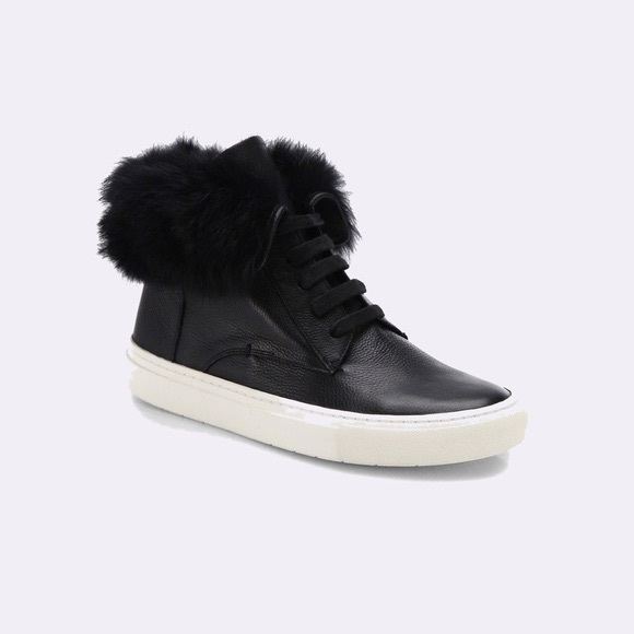 Vince Nyack Leather Fur Trim Sneakers 7.5 - Picture 1 of 8